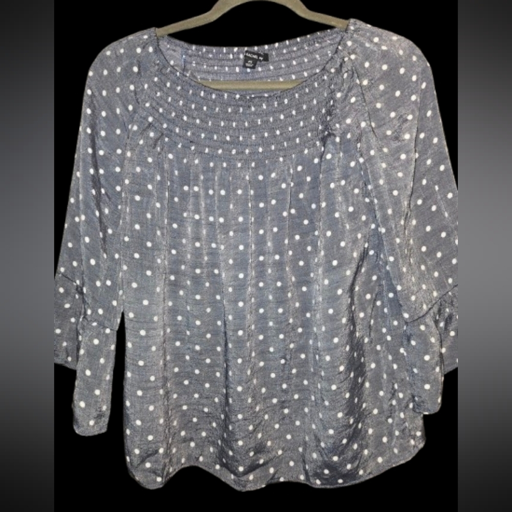 Zac & Rachel Gray Polka Dot Blouse